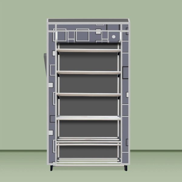 Everstep Foldable 6-Layer Shoe Rack with Cover Plastic Shoe Stand