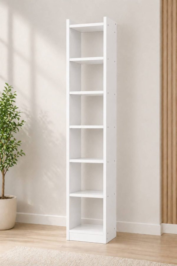 EW Wooden 7-Tier Open Bookshelf Rack Showcase Organizer for Living Study Room Engineered Wood Open Book Shelf
