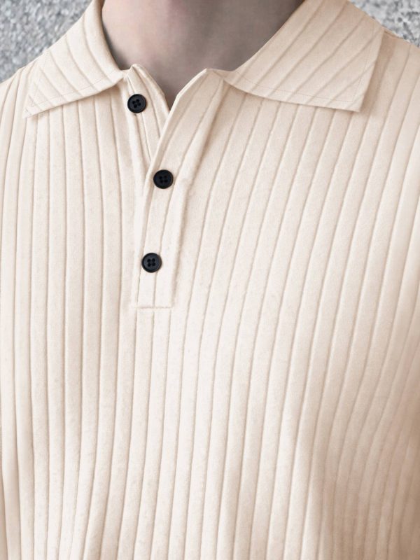 EyeBogler Self Design Men Polo Neck Beige T-Shirt