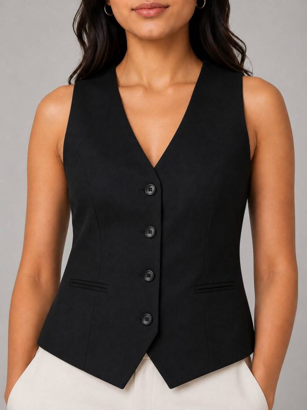 fabrictextile Solid Women Waistcoat