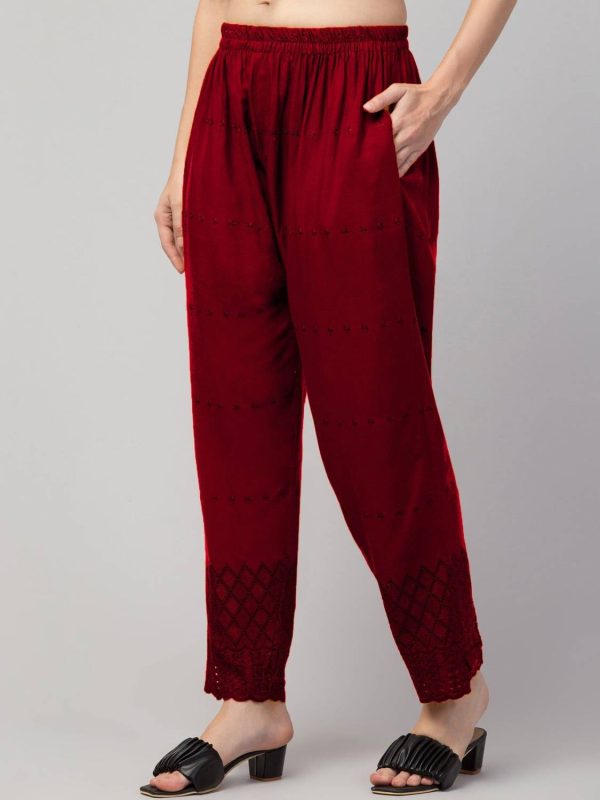 FamBee Relaxed Women Maroon Trousers