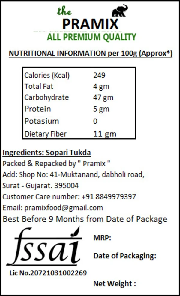 Pramix Supari Tukda | Betel Nut | Areca Nut Pieces | Kachha Supari Tukda - 250gm Mouth Freshner Mouth Freshener
