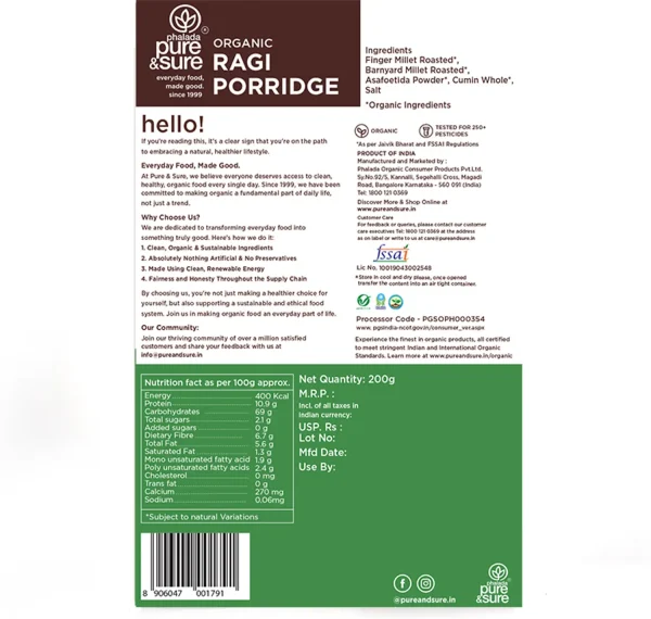 Pure & Sure Organic Ragi Porridge 200 g