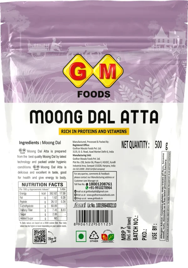 GM FOODS Moong Dal Flour Atta 500 Gram ( Pack Of 3)