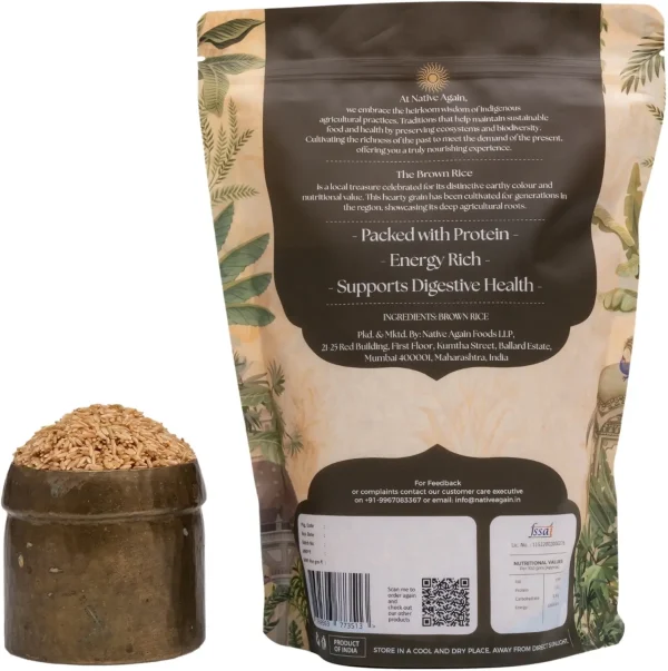 NATIVE AGAIN HERITAGE Brown Rice | Natural Whole Grain Rice | Rich in Fiber, Vitamins & Minerals Brown Rice (Medium Grain, Unpolished)