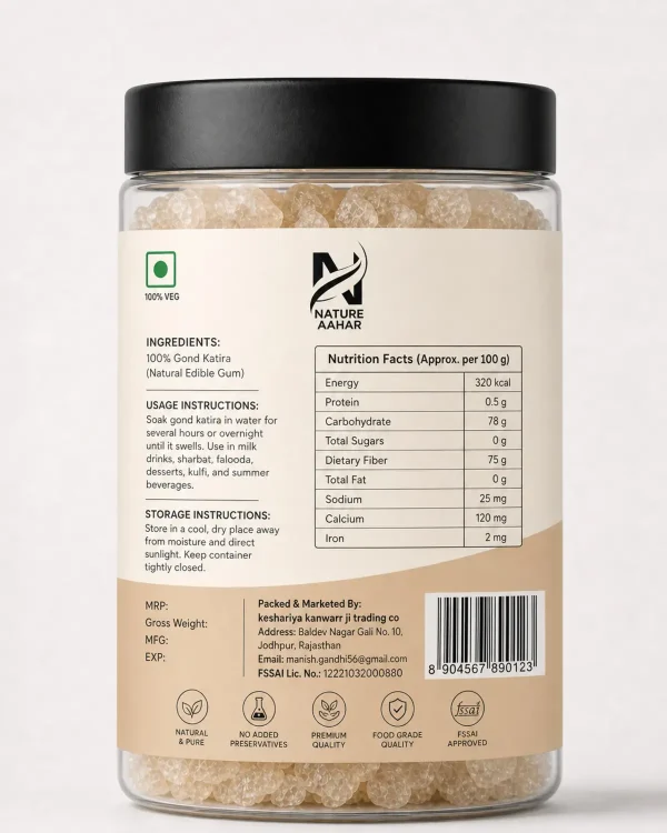 Nature Aahar Gond Katira Pure (Edible ) | Tragacanth | Keep body cool | Dried Gum