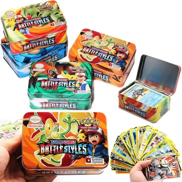 TCG Sword & Shield Battle Styles Tin Box with cards