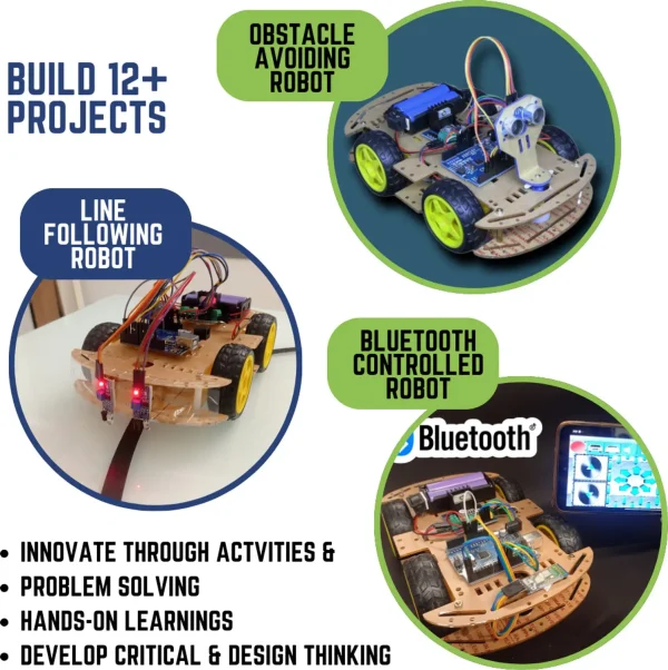 Roboarmy 12-DIY STEM Projects - Robot Car Kit for Class 7-10, Compatible with Arduino Educational Electronic Hobby Kit