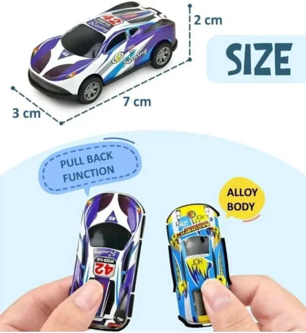 ZUNBELLA Unbreakable Alloy Metal Pull Back Mini Die Cast Race Car Set For Kids