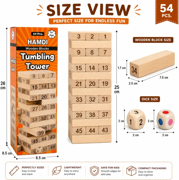 hamdi wooden Tumbling Tower 54 Pieces