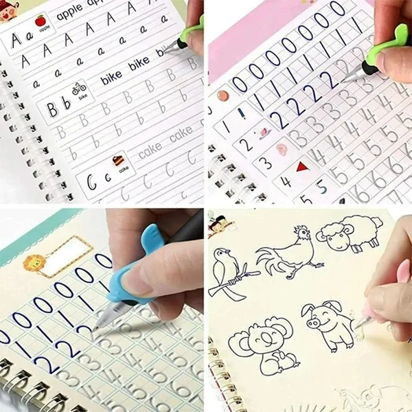 ZEQTOS Magic practice copy book for preschool child 4Book+10Refills