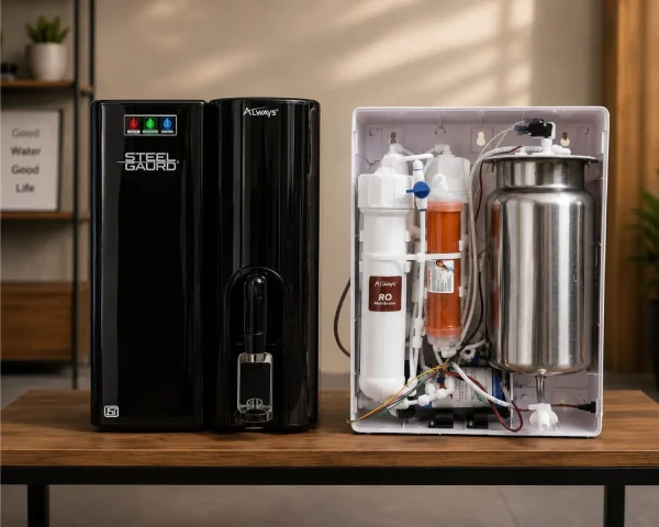 Always STEELGAURD With SS Storage Tank 2 Year Warranty with PRE FILTER RO UV+ALK+CU 5 L RO + UV + Alkaline + Minerals | Steel Tank Water Purifier