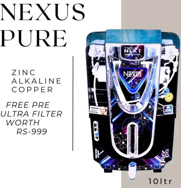 nexus pure JAZZ BLACK COPPER + ALKALINE 10 L RO + UV + UF + TDS Control Water Purifier