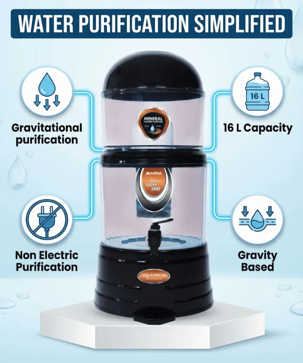 Aqua Fresh MINERAL POT NON ELECTRIC GRAVITY BASED MUNICIPAL WATER PURIFIER 16 L Gravity Based Water Purifier