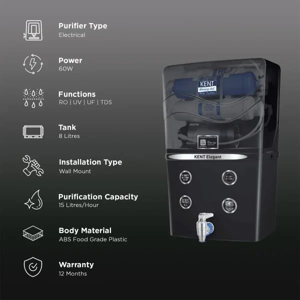 KENT ELEGANT 8 L RO + UV + UF + TDS Control Water Purifier