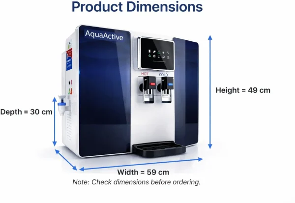 AquaActive Hot Normal Cold Water Purifier100 GPD RO+PH+UV+TDS+MI+Iron Removar+Alkaline 10 L RO + In-Tank UV + UF + TDS Control Water Purifier