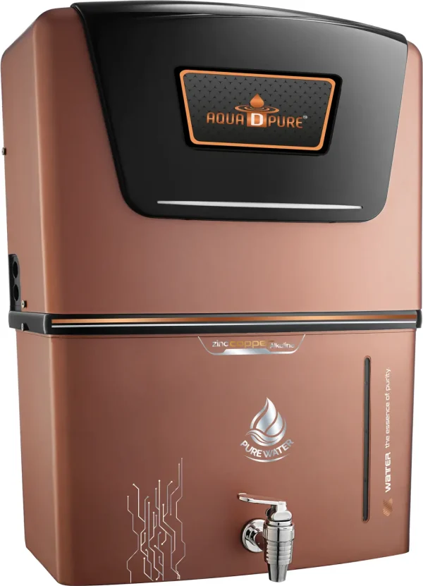 AquaDpure | Copper + Zinc + Alkaline Technology | Elegant Black & Copper Wall Mount | 12 L RO + UV + UF + Copper + Alkaline + Copper + Zinc Water...