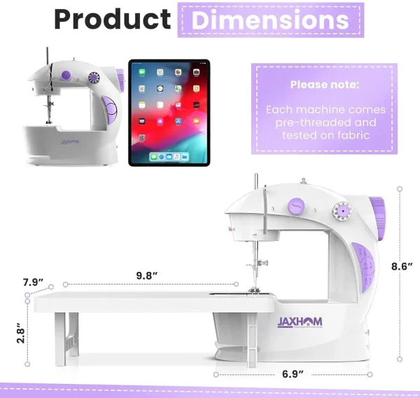 JAXHOM mini sewing machine | hand sewing machine | silai machine with stand Electric Sewing Machine 2 built-in stitches 100 SPM handy stitch sewing...