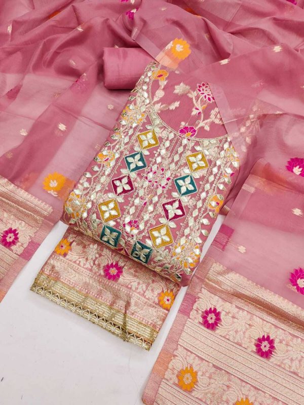 Fasdest Art Silk Embellished Salwar Suit Material