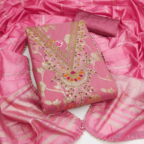 Fasdest Art Silk Embroidered Salwar Suit Material