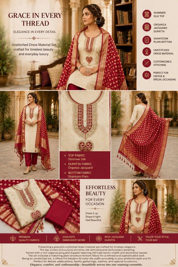 Fasdest Art Silk Embroidered Salwar Suit Material