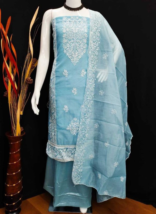 Fasdest Chanderi Embroidered Salwar Suit Material