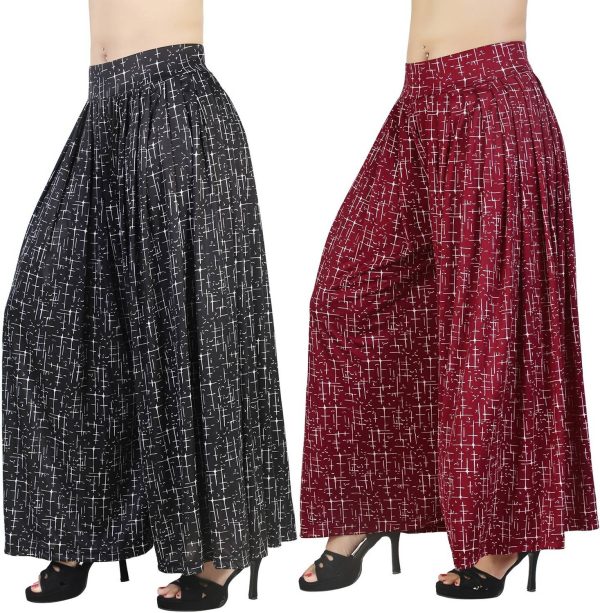 Fashion Bazaar Flared Women Black, Maroon Trousers