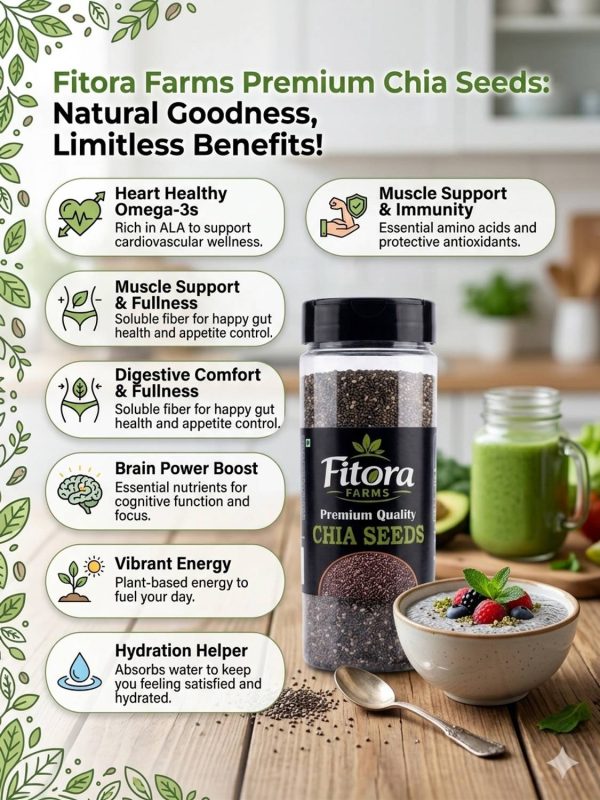 Fitora Farms Natural Raw Chia Seeds 200g Rich In Calcium | Weight Loss Product Chia Seeds