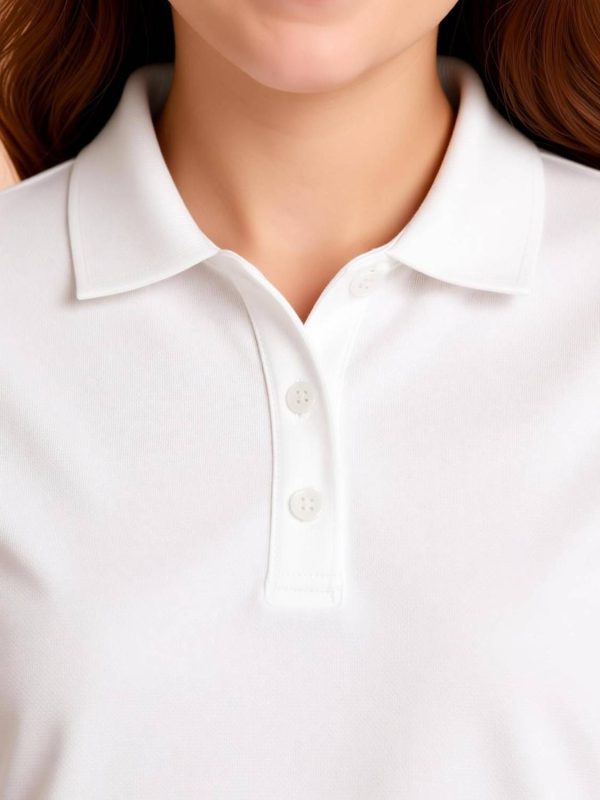Fleximaa Solid Women Polo Neck White T-Shirt
