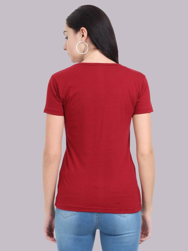 Fleximaa Solid Women V Neck Maroon, Blue T-Shirt