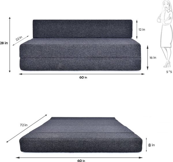 Friends Fit Life 5X6 Comfort for All for 3 Person with 3 Multi Flower Cushions 3 Seater Double Fold Out Sofa Cum Bed