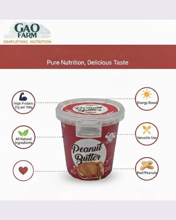 GAO FARM High Protein Peanut Butter 1kg Roasted peanuts