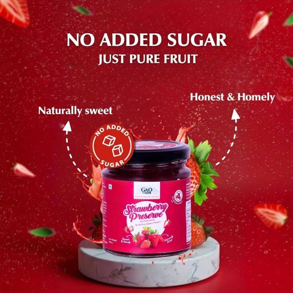 GAO FARM Strawberry Preserve 100% Natural | Vegan, Jain, Gluten-Free, No Preservatives