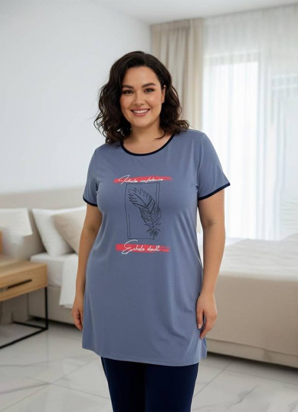 GEE 5 Women Graphic Print Blue Night Suit Set
