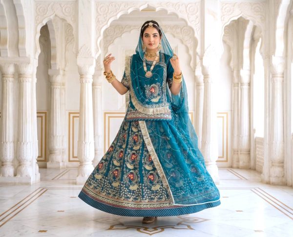 GHOOMAR KESRIYA Embroidered Semi Stitched Rajputi Poshak