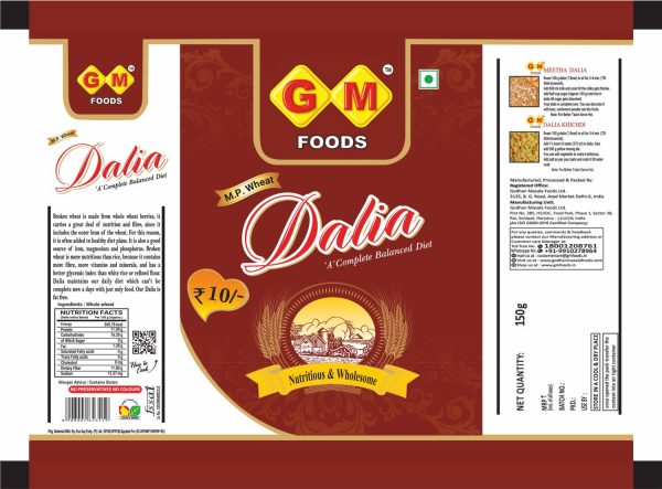GM FOODS Roasted Dalia 500g Daliya/Broken Wheat Quick, Instant Healthy Meal for Breakfast