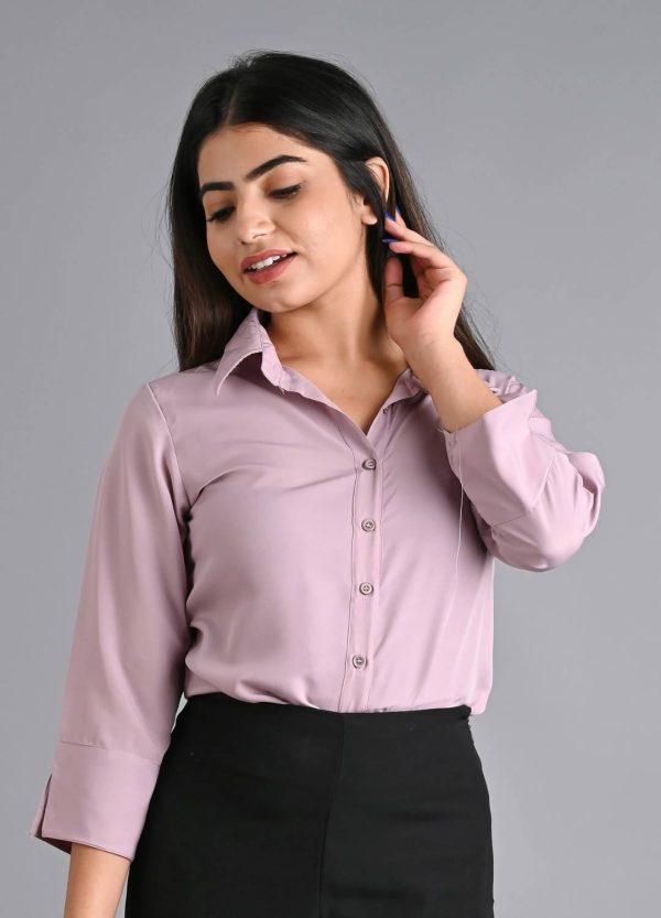 GM SARA Women Solid Formal Grey, Pink Shirt