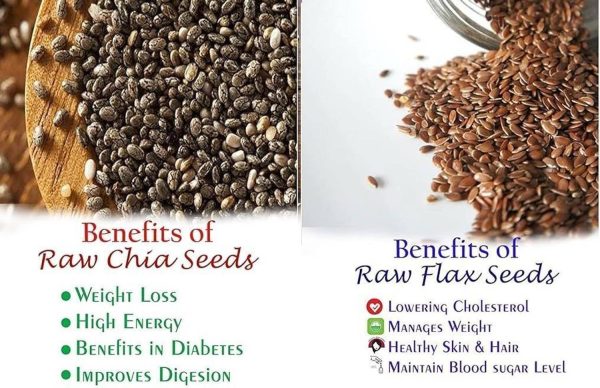 GRANDEUR PRODUCTS Chia & Flax Seeds Combo(100g Each)| For Weight Loss, Strong Bones, Hair growth Chia Seeds, Brown Flax Seeds
