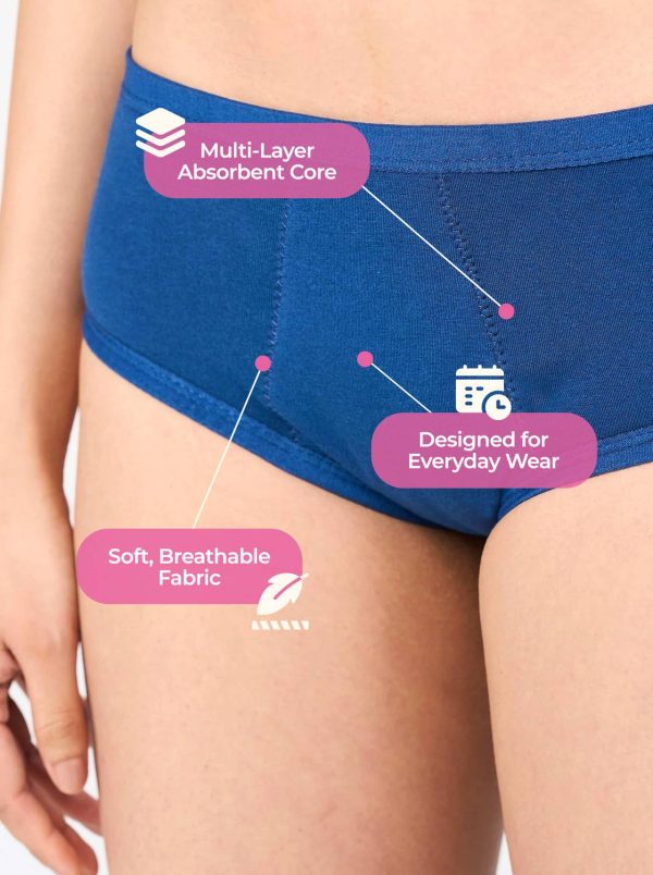Healthfab Gopadfree Heavy Reusable Leak Proof Period Panty for heavy flow days, Women Periods Blue Panty