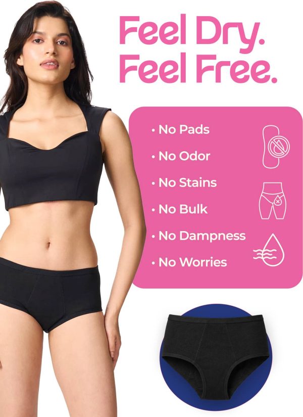 Healthfab GoPadFree Reusable Leak-Proof Menstrual Period Panty usable for 2 years without pads, tampons and menstrual cups, made of premium organic...