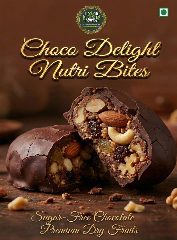 HEALTHY CRAVE CUISINE Choco Delight Nutri Bite – Sugar-Free Chocolate with Dry Fruits Bites
