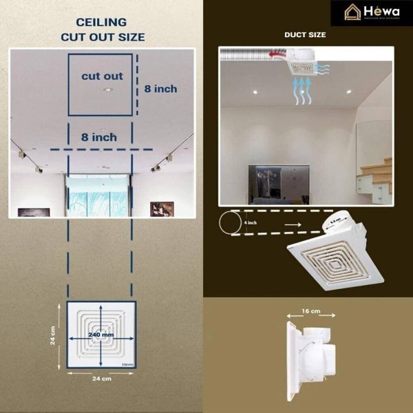 Hewa Sigma 100% | 100% Copper Motor | Copper Motor | Rust Proof 204 mm Exhaust Fan