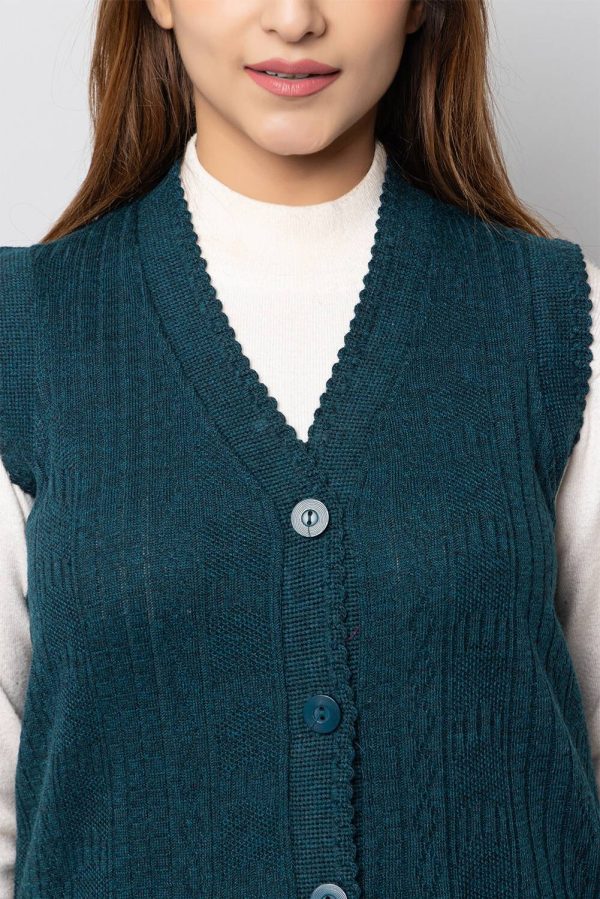 hifzaa Solid V Neck Casual Women Blue Sweater