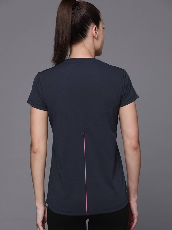 HRX by Hrithik Roshan Printed Women Round Neck Blue T-Shirt