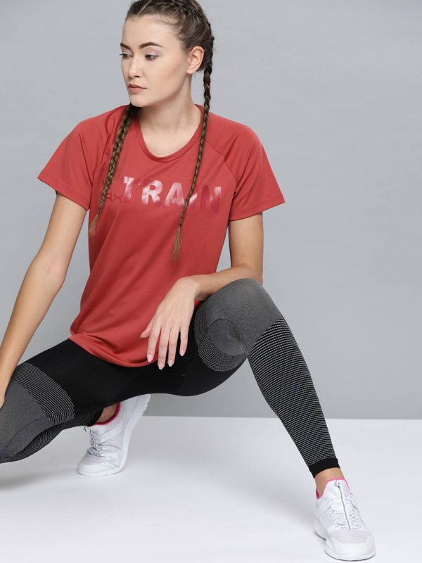 HRX by Hrithik Roshan Solid Women Round Neck Brown T-Shirt