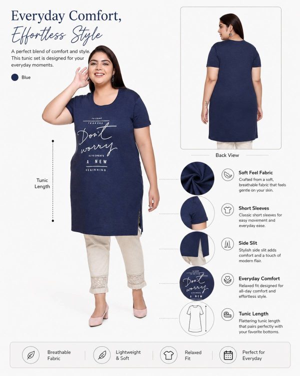 IN Love Printed Women Round Neck Blue T-Shirt