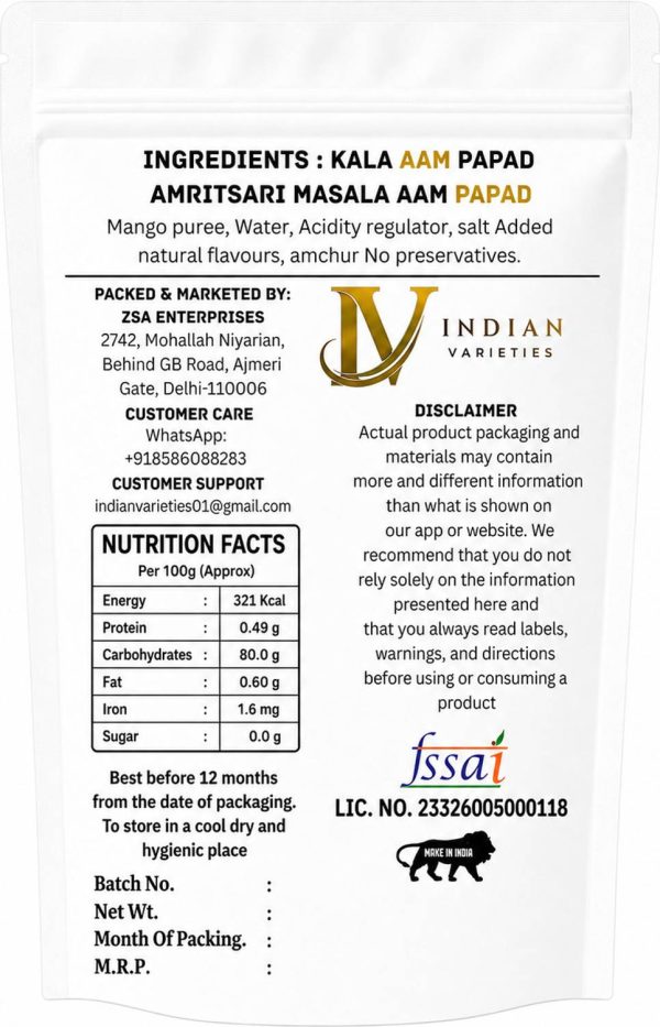 Indian Varieties Amritsari Masala Aam Papad 200g | Chatpata Sweet & Spicy Mango Candy Masala Mango Candy