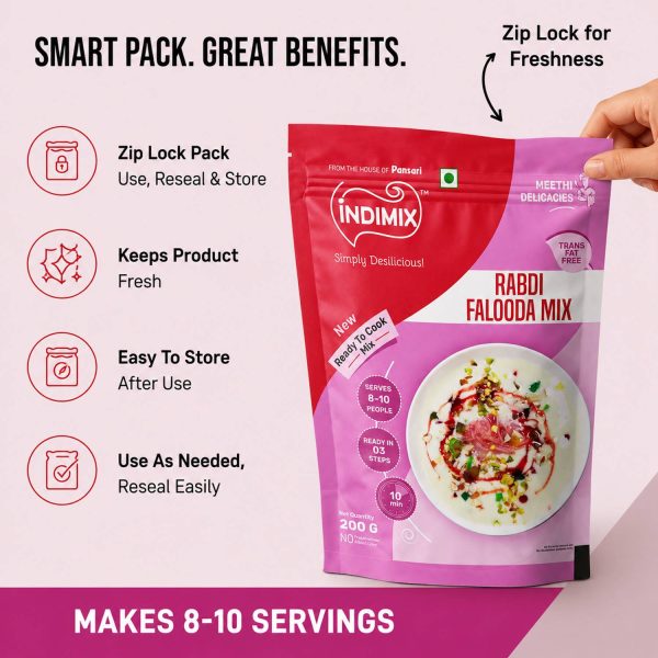 INDIMIX Instant Ready to Cook Rabdi Faluda Mix | Ready In 3 Steps | Healthy & Tasty 200 g