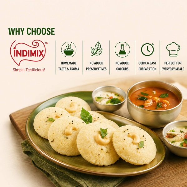 INDIMIX Instant Ready to Cook Rava Idli Mix | Ready In 3 Steps | Healthy & Tasty 500 g