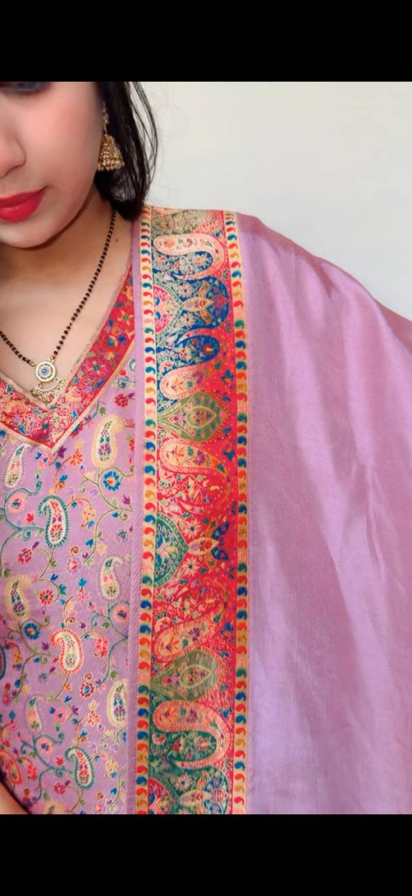 Indus vastram Pure Silk Embroidered Suit Fabric